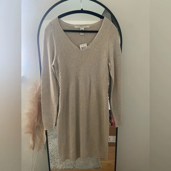 max studio long sleeve sweater dress Max Studio Dresses | Nwt Max Studio Sweater Dress | Color: Cream | Size: L